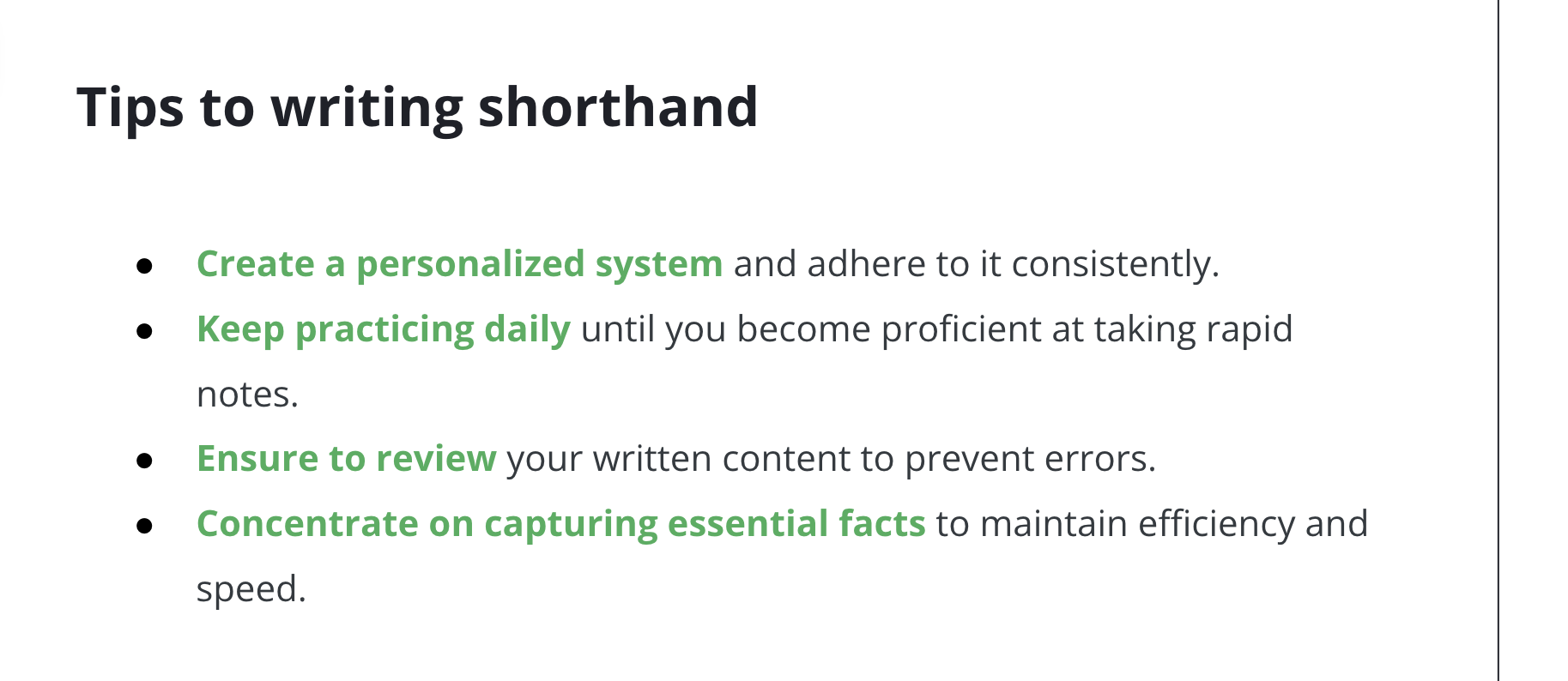 tips for writing shorthand